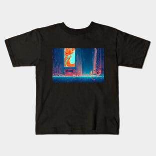 Downtown In The Rain Kids T-Shirt